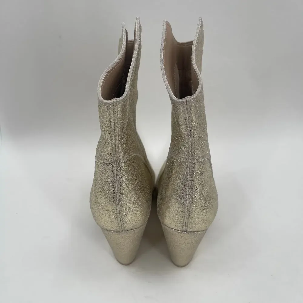 DOLCE VITA Nestly Boots Size 6.5 Gold Metallic Western Cowgirl Cowboy Suede NEW